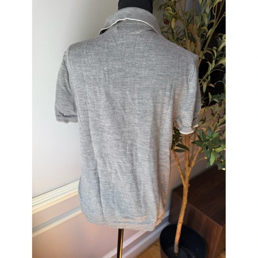 Banana Republic 100% Merino Wool Polo Shirt Gray Short Sleeve Size S Slim